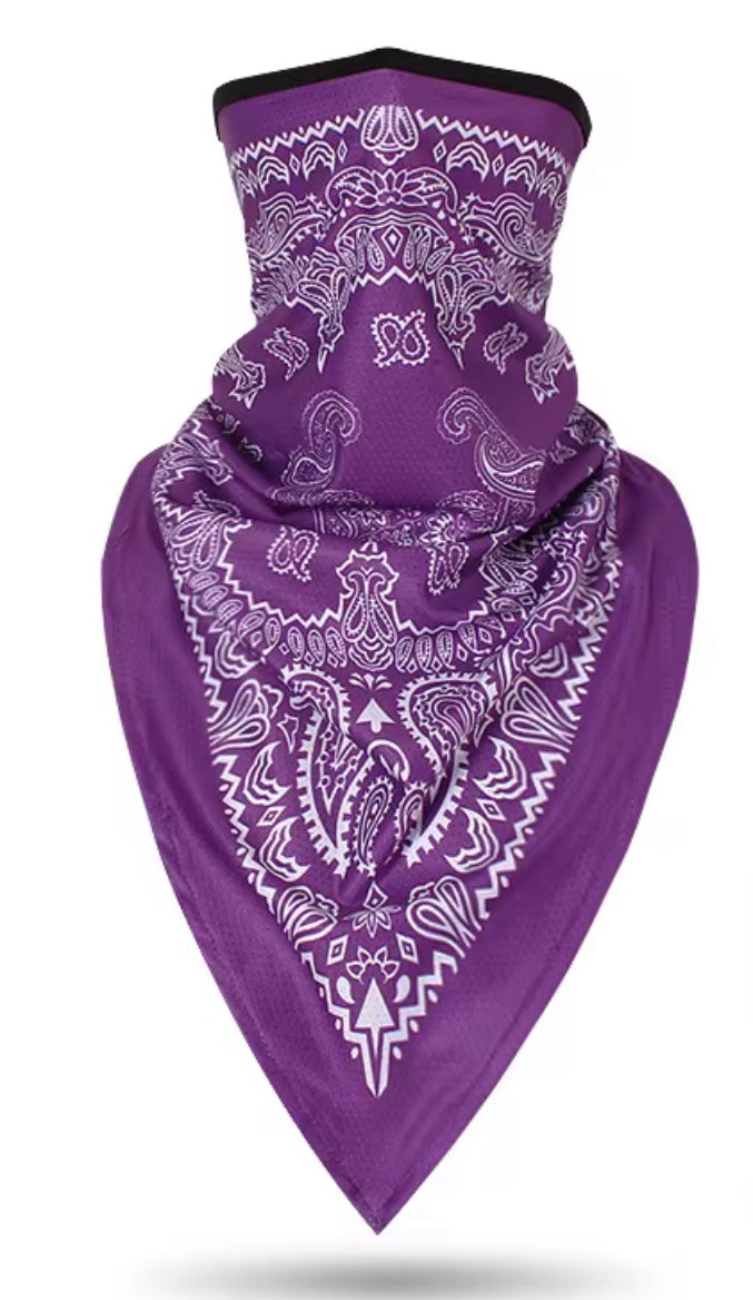 Purple Bandana Triangle Gaitor Mask