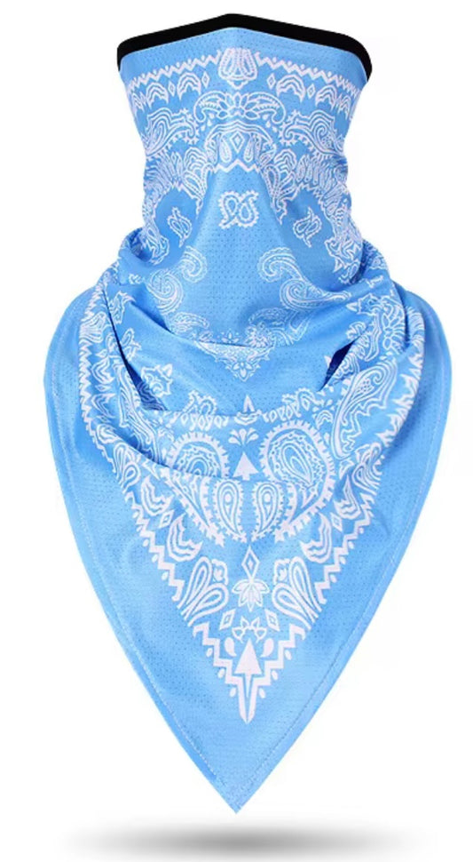 Baby Blue Bandana Triangle Gaitor Mask